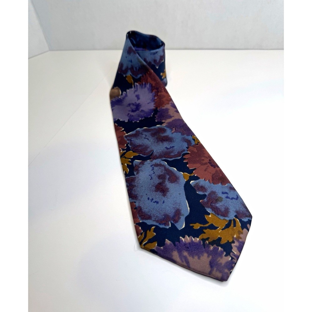 Manhattan Men's 100% Silk Woven Floral Pattern Necktie Tie, Multicolor